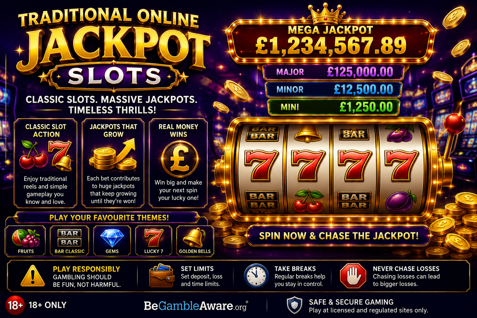 Traditional slots, massive jackpots!